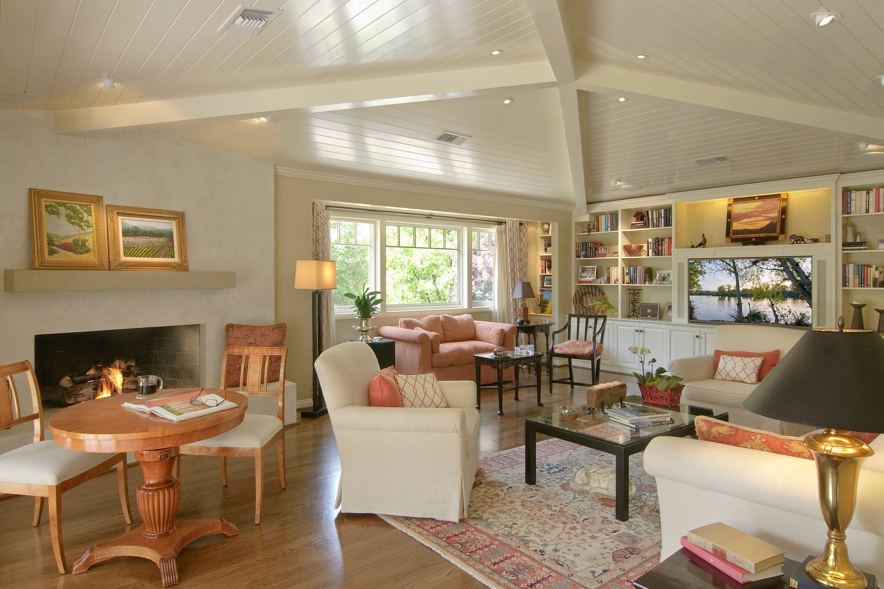 Arroyo Terrace — rebuilt fireplace with period surround