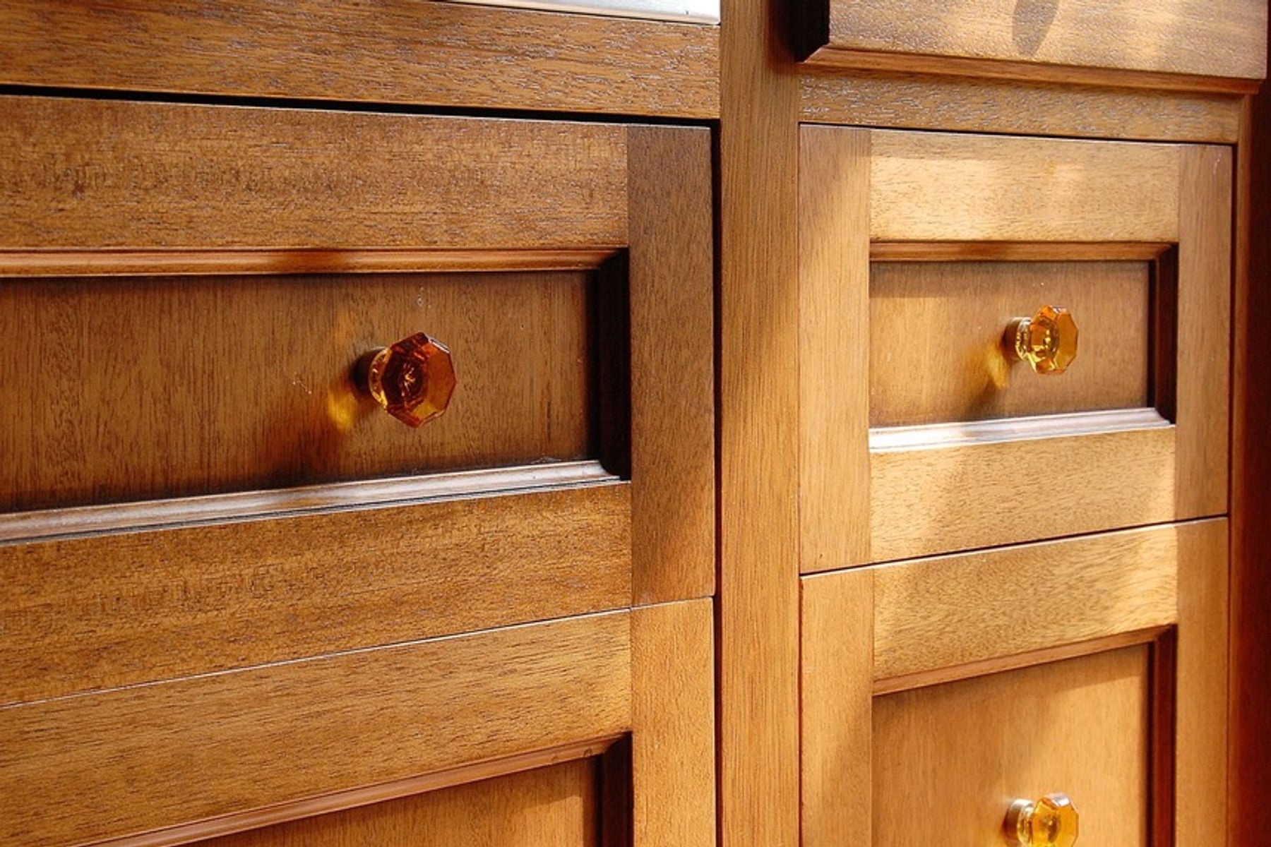 Los Feliz kitchen — custom cabinet detail with polished nickel hardware