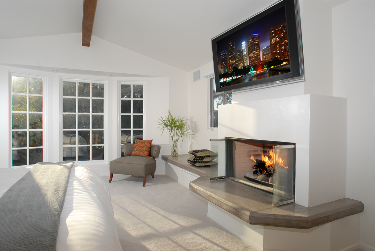 Mulholland residence — private master suite with warm natural light